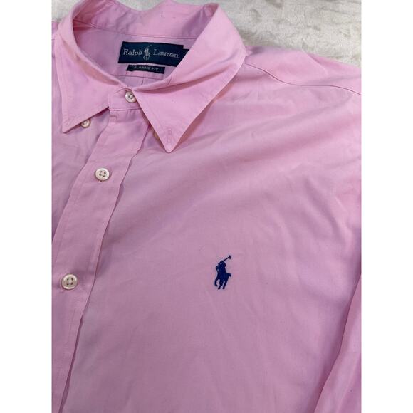 Ralph Lauren Classic Fit Pink Men’s Long Sleeve Button Up Shirt XXL - Picture 8 of 12